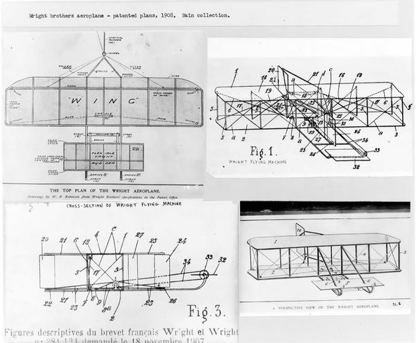 Sheets from the Wright brothers' aeroplane patent.